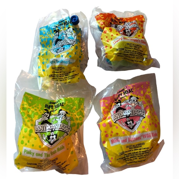 Vintage 1993  Animaniacs McDonalds Toys Lot Of 4, 3 Are Sealed, 1993 Pinky - Picture 1 of 10